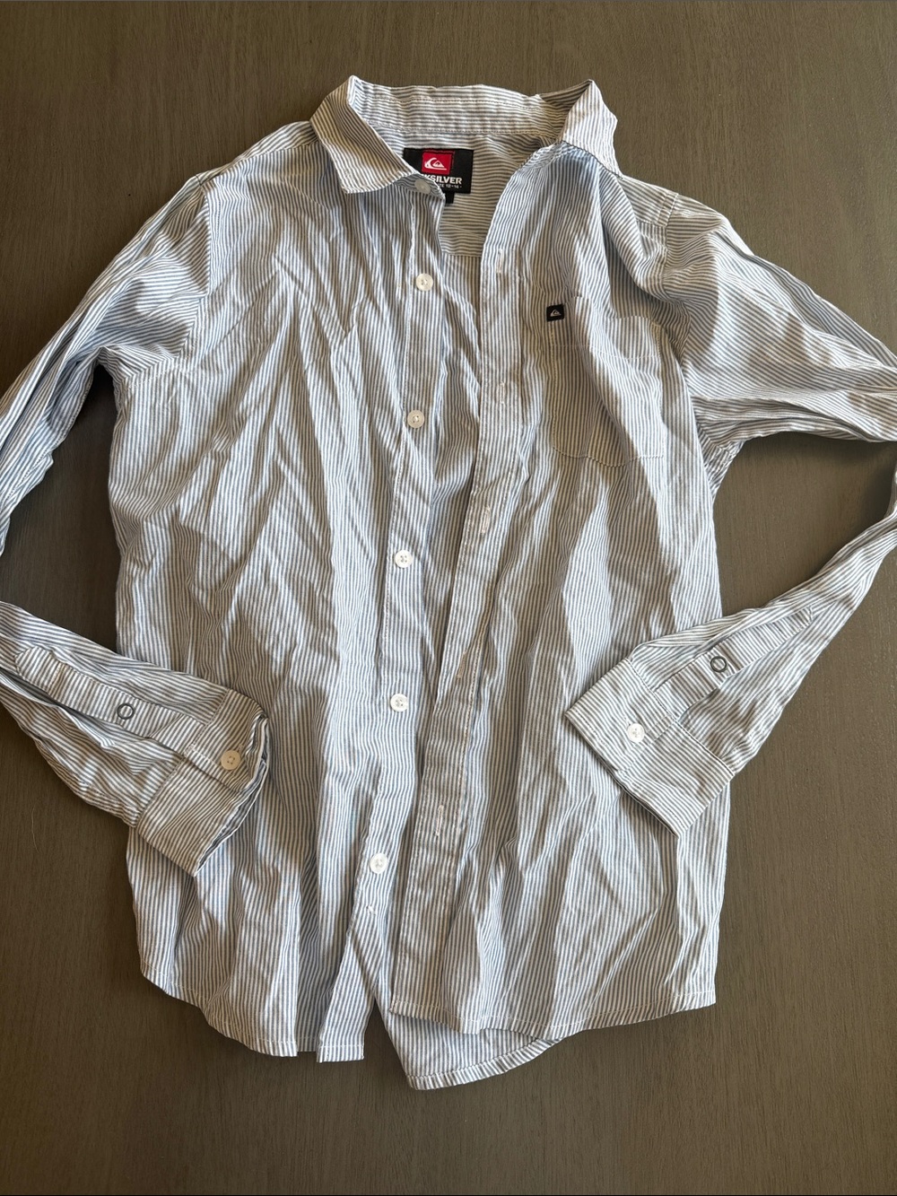 Quiksilver Boys Fine Blue & White Striped Button-Down Shirt